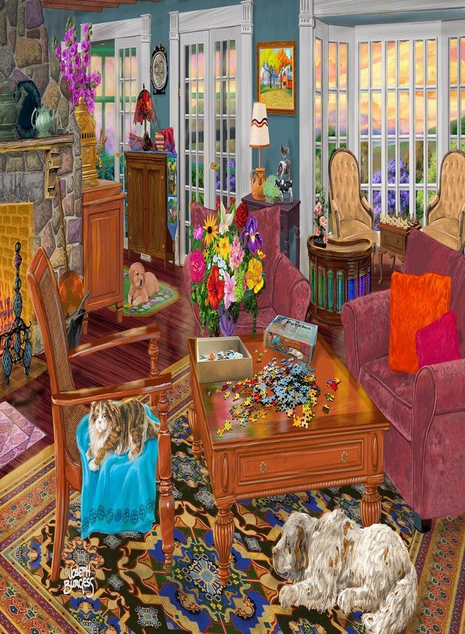 Mulic 500 Piece Puzzles for Adults - Cottage Puzzle Licensed by Joseph Burgess - Cozy Sanctuary - Enjoy Your Peace - Image 1